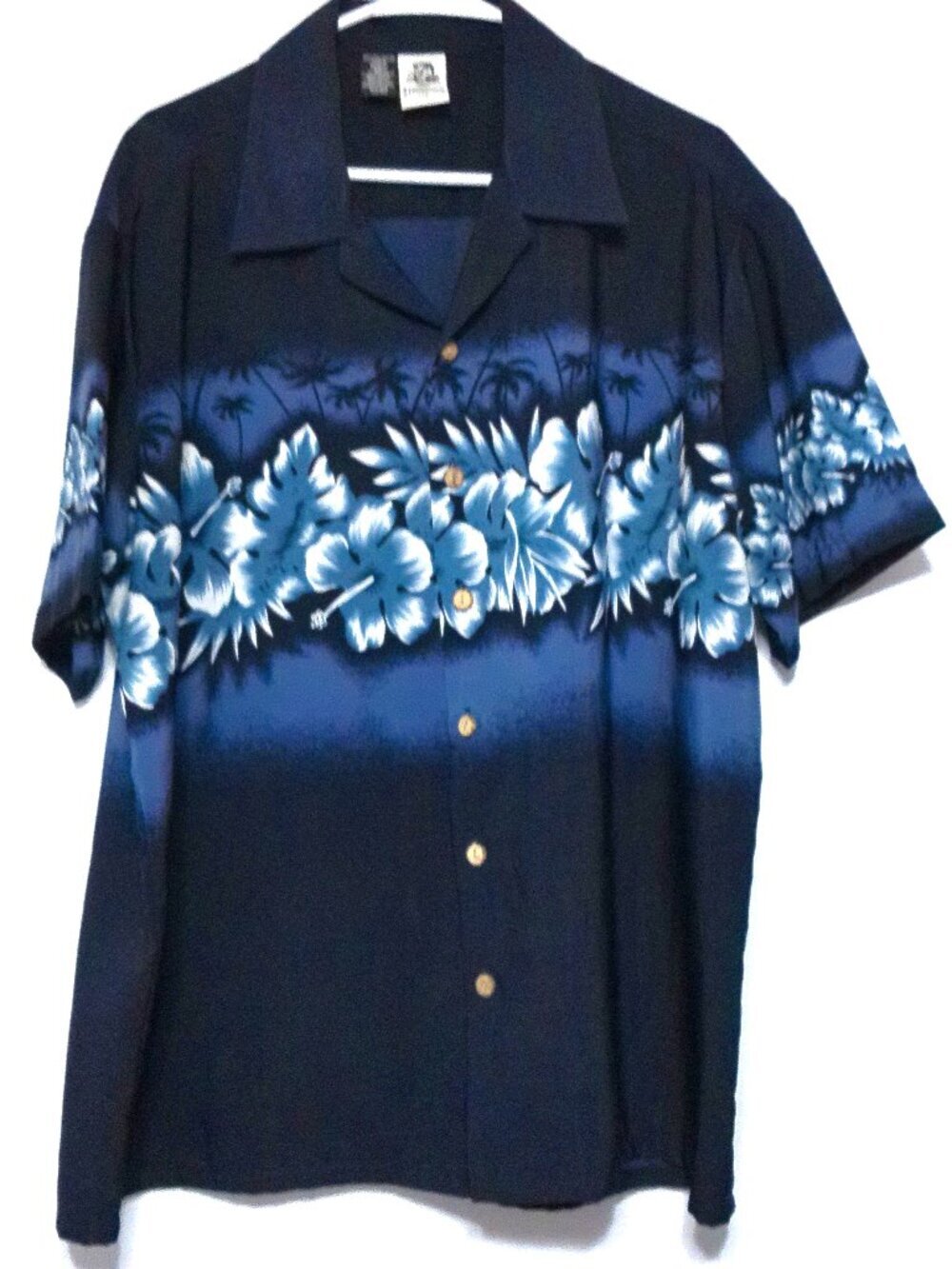 Kennington LTD Hawaiian Shirt XL Blue Floral Button Up Short Sleeve